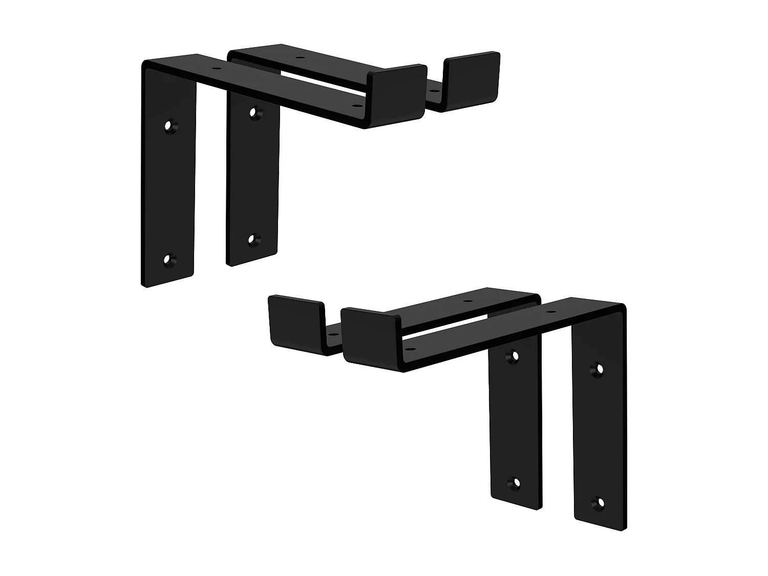 Set 4 supporti per scaffale staffe per ripiano mensola metallo nero 200x145 mm