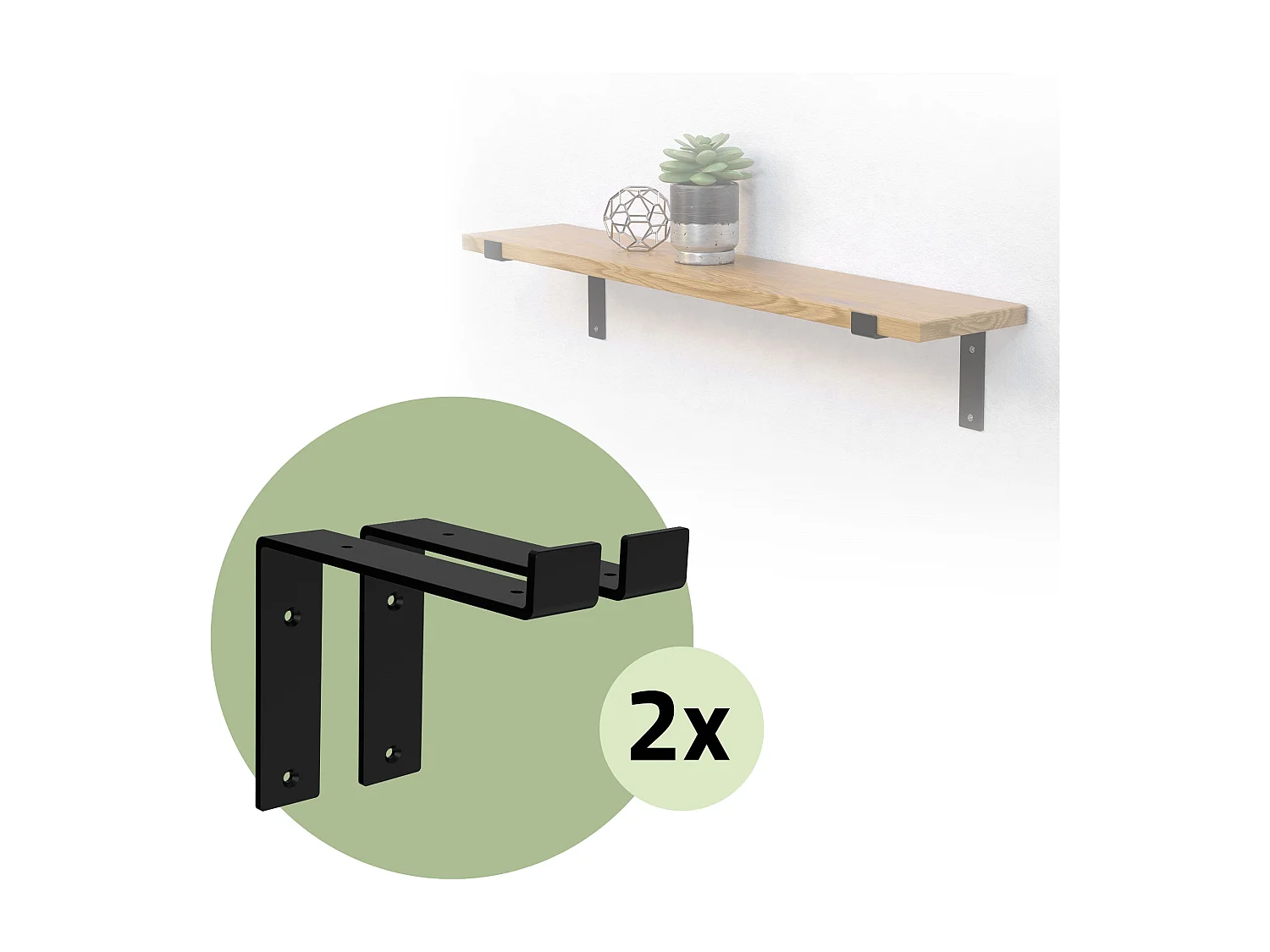 Set 4 supporti per scaffale staffe per ripiano mensola metallo nero 200x145 mm