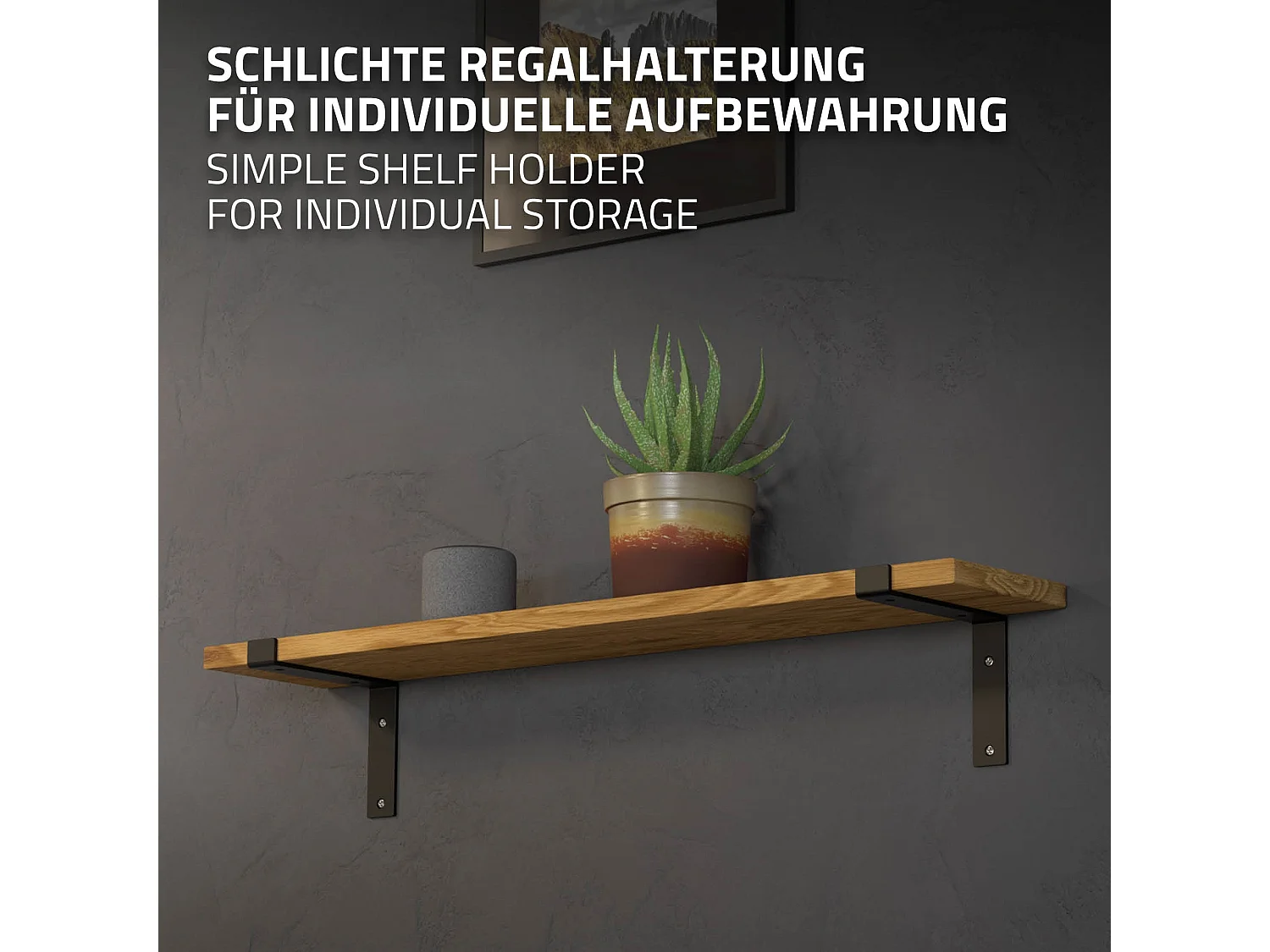 Set 4 supporti per scaffale staffe per ripiano mensola metallo nero 200x145 mm