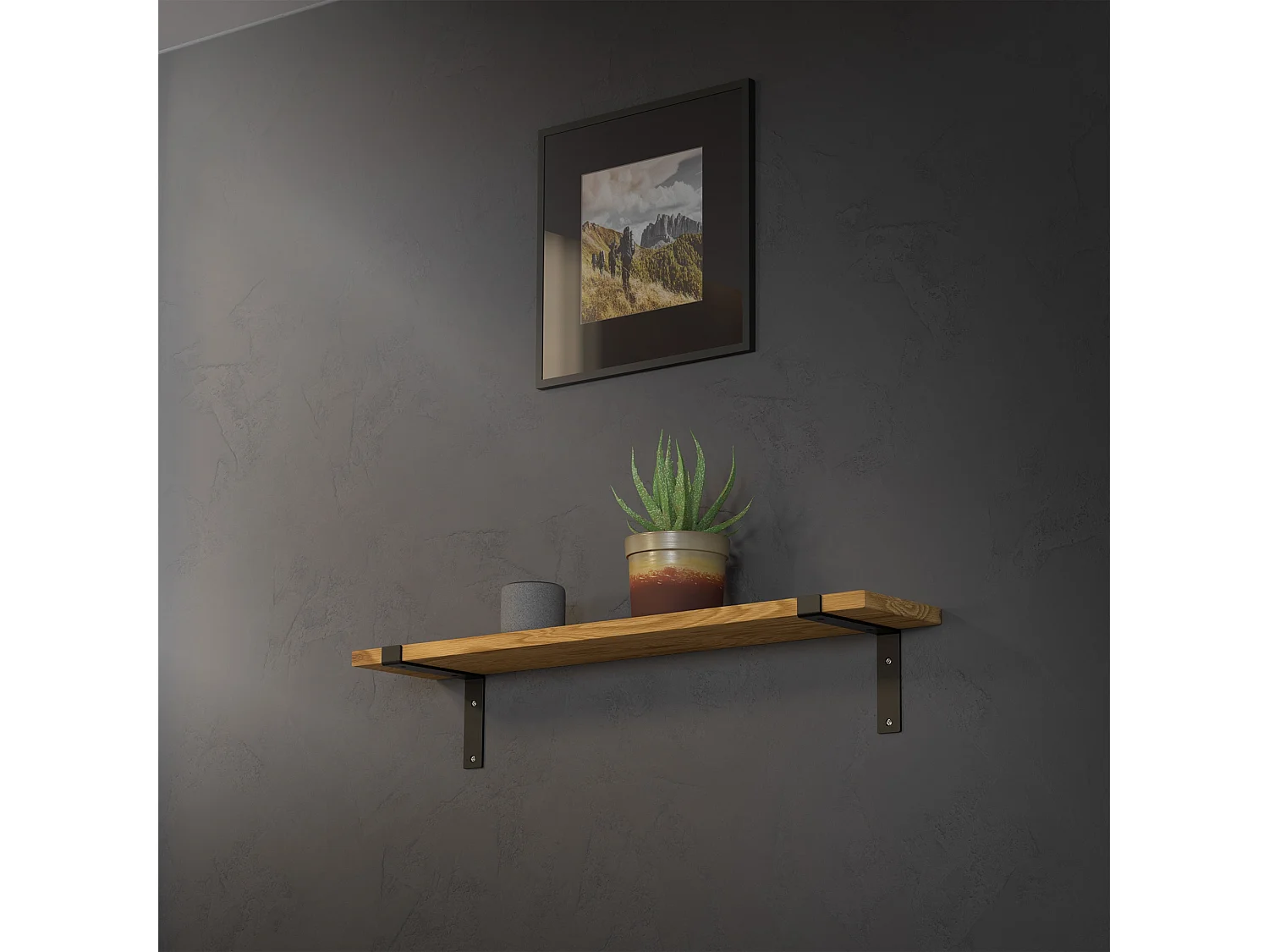 Set 4 supporti per scaffale staffe per ripiano mensola metallo nero 200x145 mm