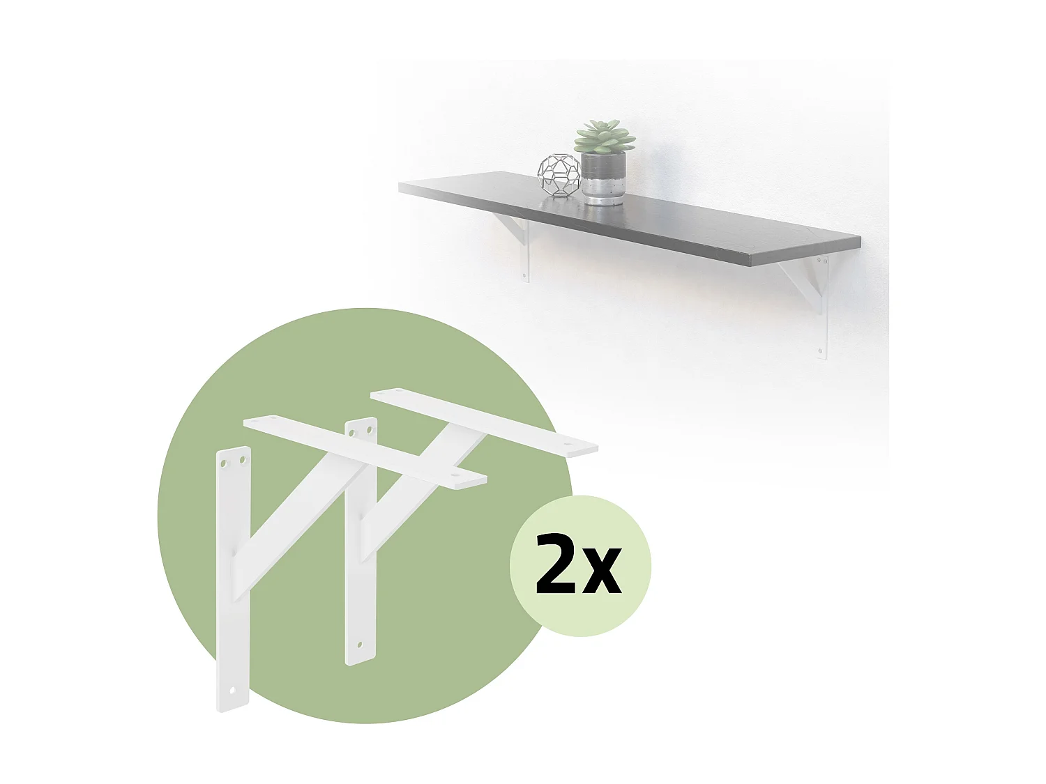 4x Staffa per mensola bianco 24 cm in alluminio reggimensola galleggianti a muro