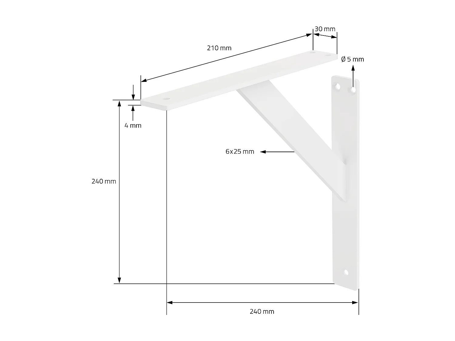 4x Staffa per mensola bianco 24 cm in alluminio reggimensola galleggianti a muro