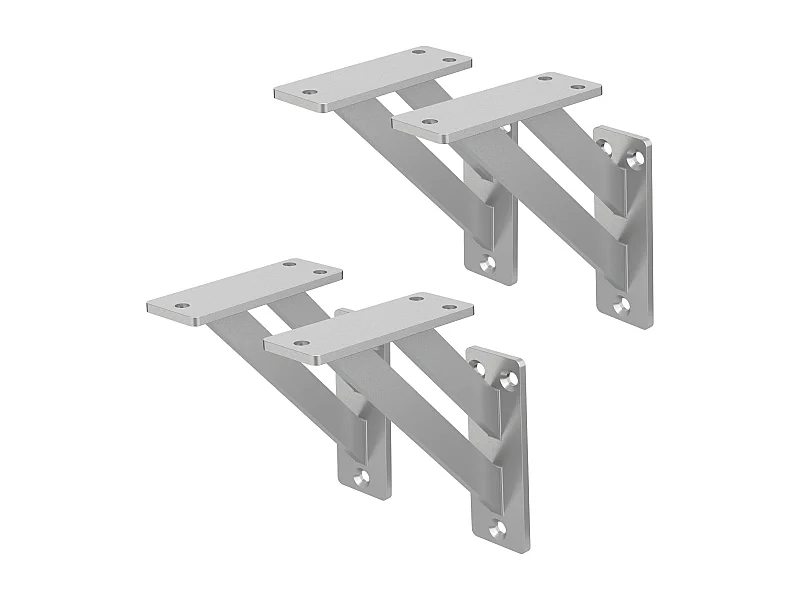 4x Supporto per mensole in alluminio argento 12x12 cm staffe per mensola pesanti