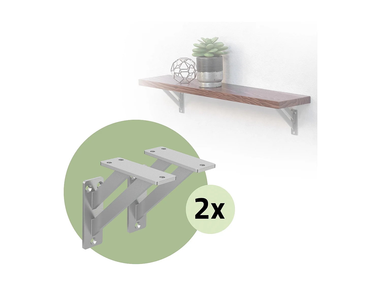 4x Supporto per mensole in alluminio argento 12x12 cm staffe per mensola pesanti