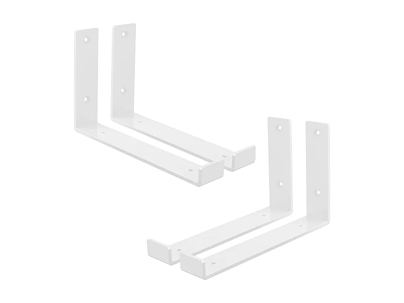 Set 4 supporti per scaffale staffe ripiano mensola metallo bianco 25 x 14 cm