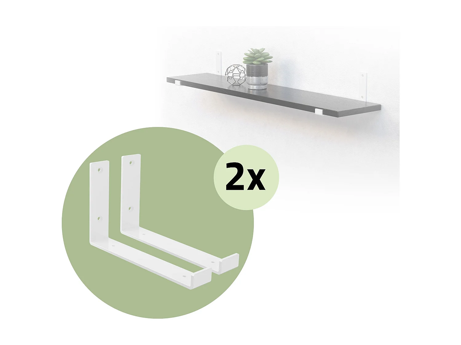 Set 4 supporti per scaffale staffe ripiano mensola metallo bianco 25 x 14 cm