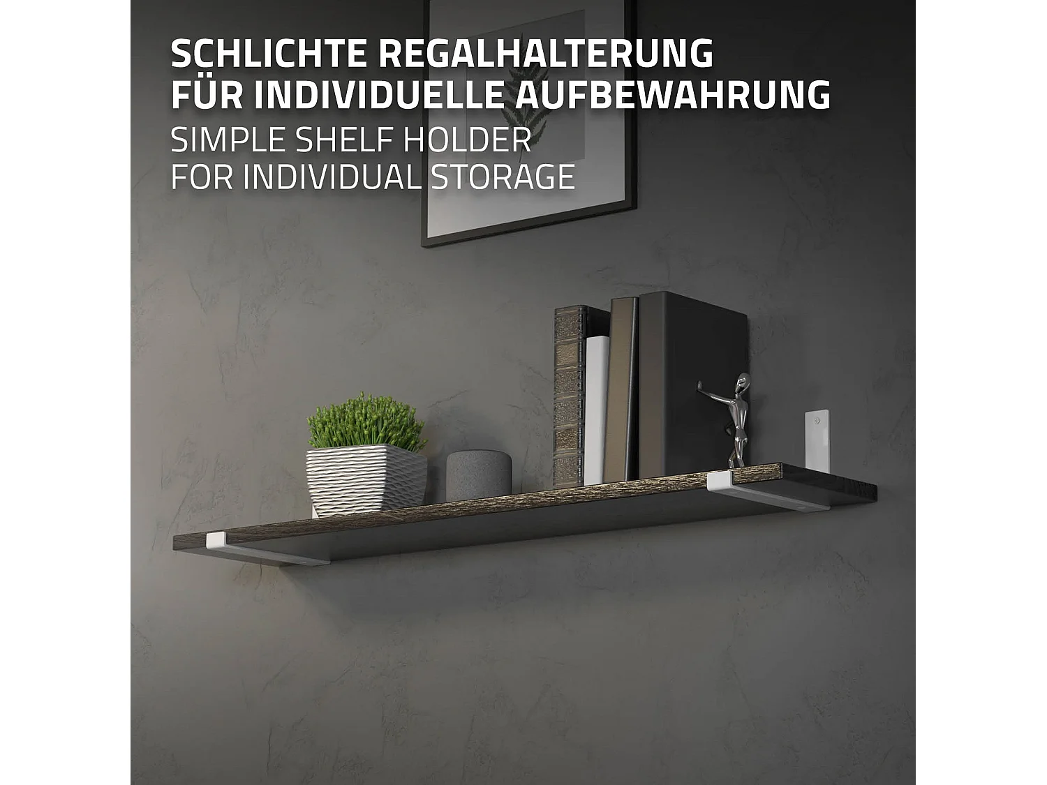 Set 4 supporti per scaffale staffe ripiano mensola metallo bianco 25 x 14 cm