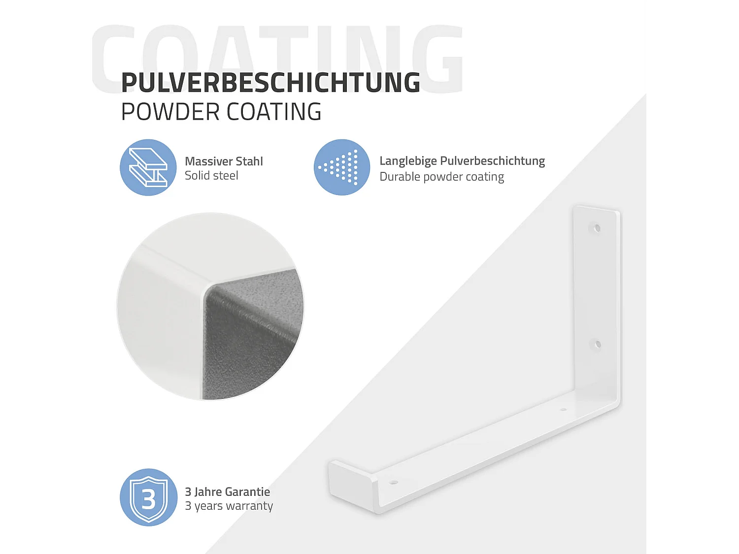 Set 4 supporti per scaffale staffe ripiano mensola metallo bianco 25 x 14 cm