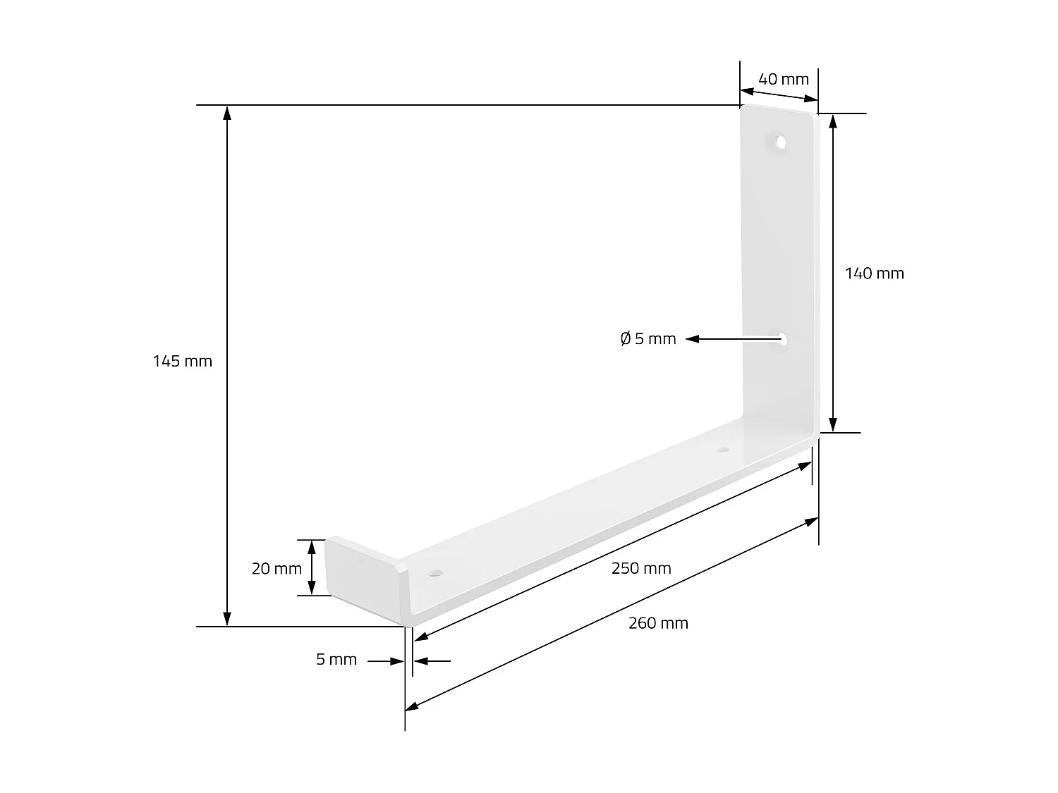 Set 4 supporti per scaffale staffe ripiano mensola metallo bianco 25 x 14 cm