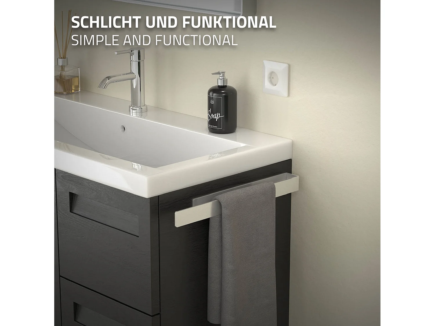 Toallero de pared sin aladrar aluminio plateado soporte de toallas multiuso 40cm