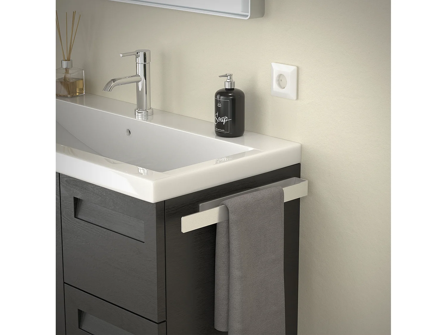 Toallero de pared sin aladrar aluminio plateado soporte de toallas multiuso 40cm