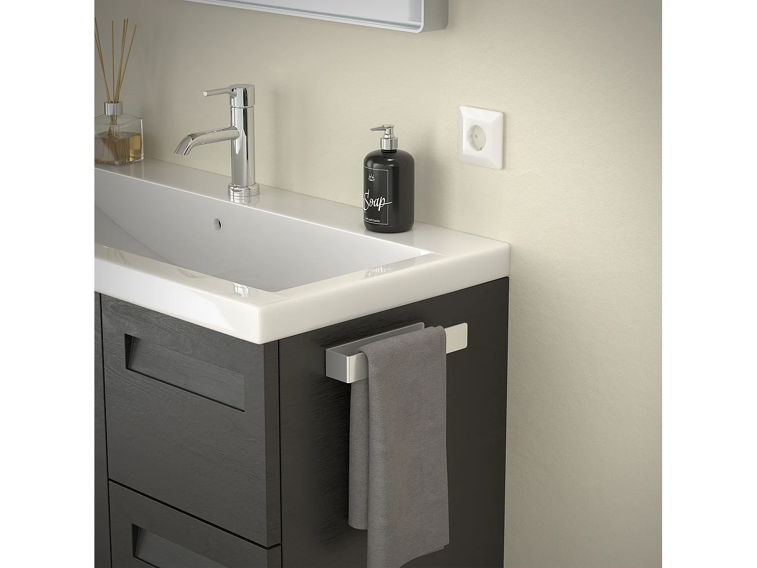 Porte-serviettes salle de bain support en aluminium autocollant sans percer 22cm