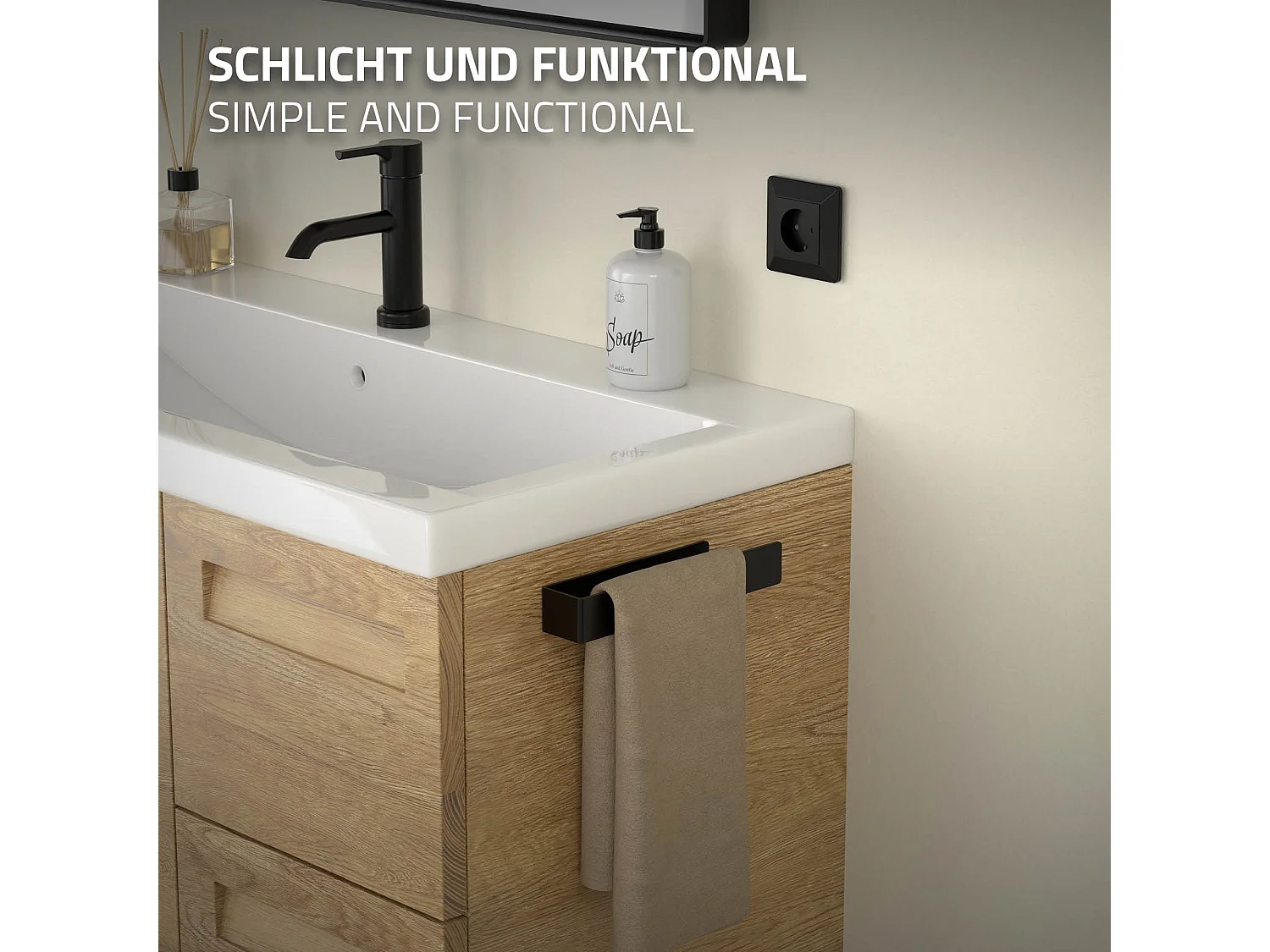 Porte-serviettes salle de bain support en aluminium autocollant sans percer 22cm