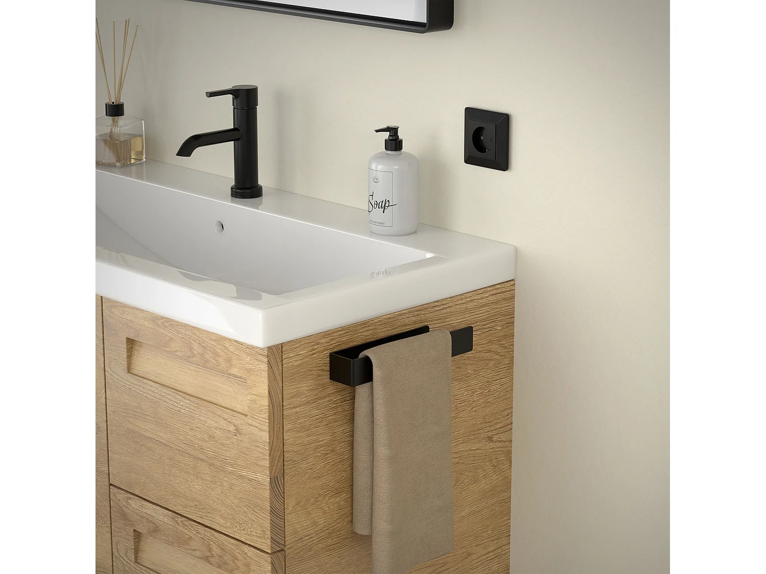 Porte-serviettes salle de bain support en aluminium autocollant sans percer 22cm