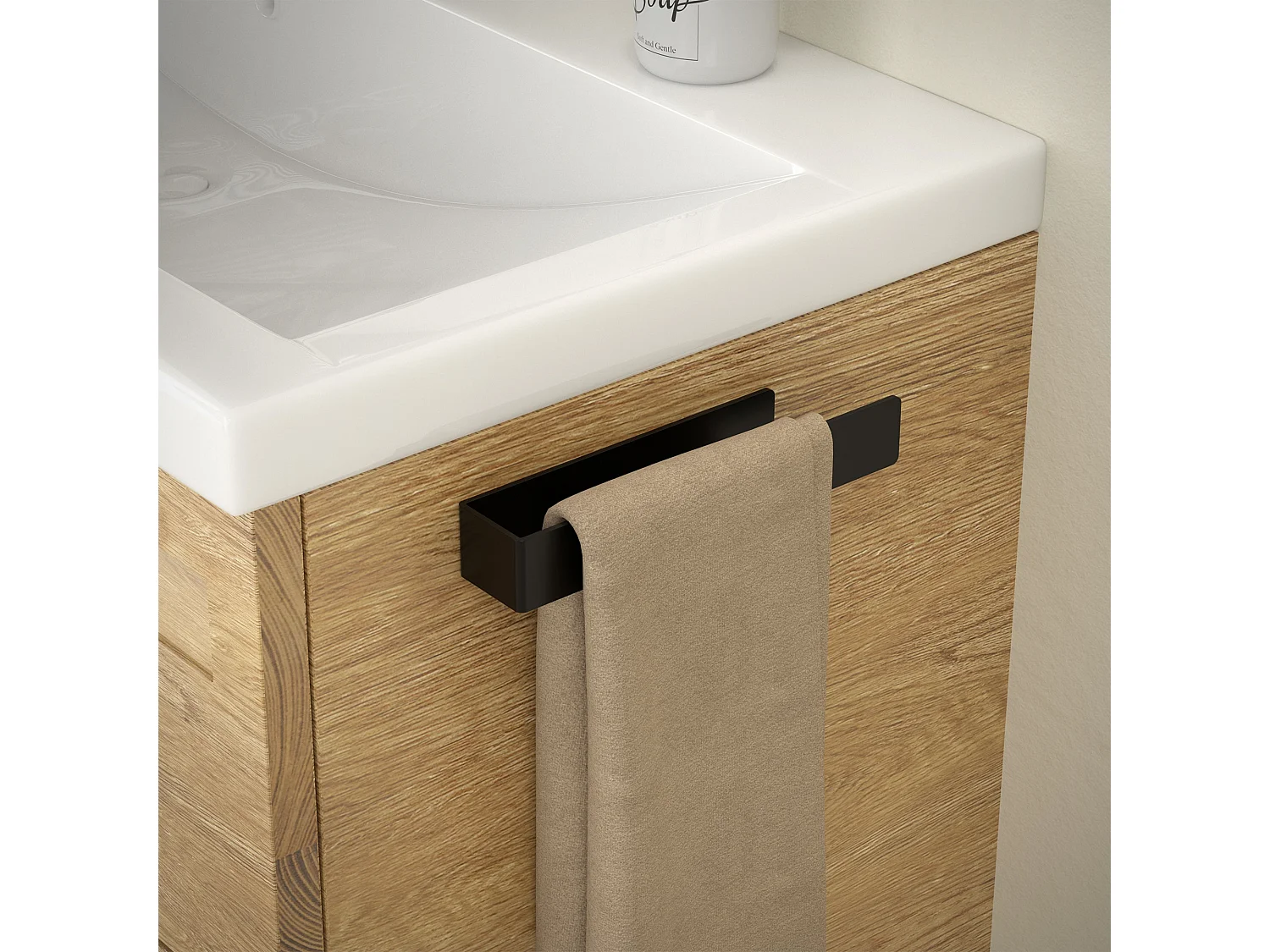 Porte-serviettes salle de bain support en aluminium autocollant sans percer 22cm