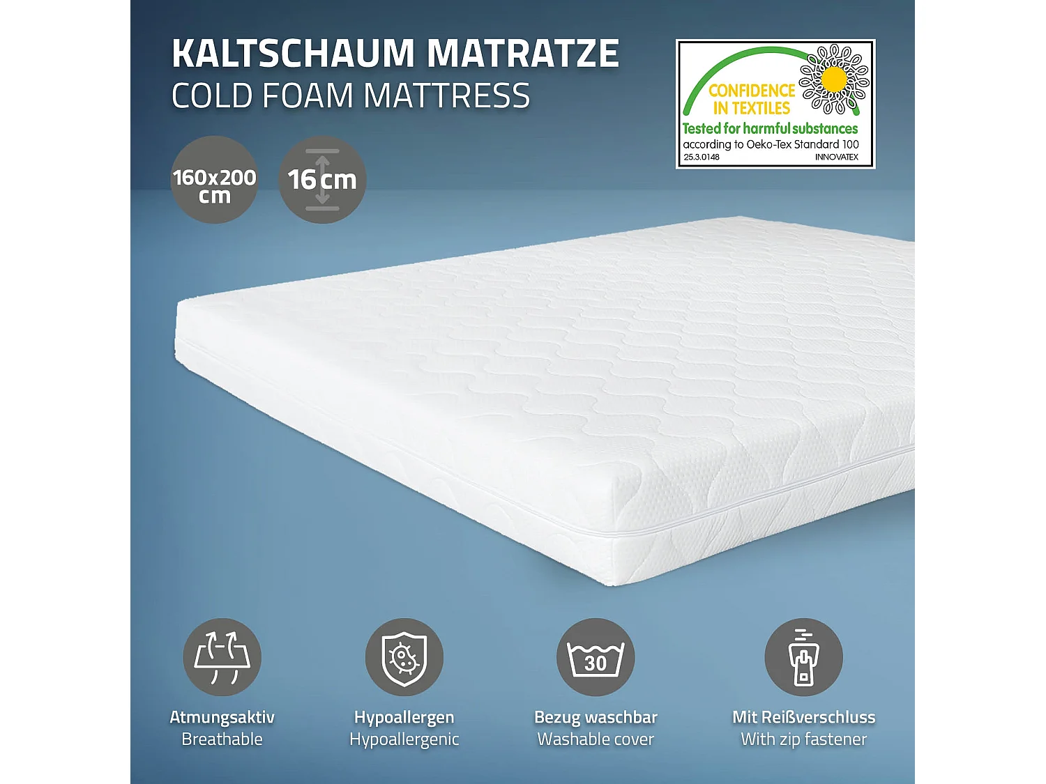 Lit en métal noir avec tête de lit en bois 160x200 cm avec matelas mousse 16cm