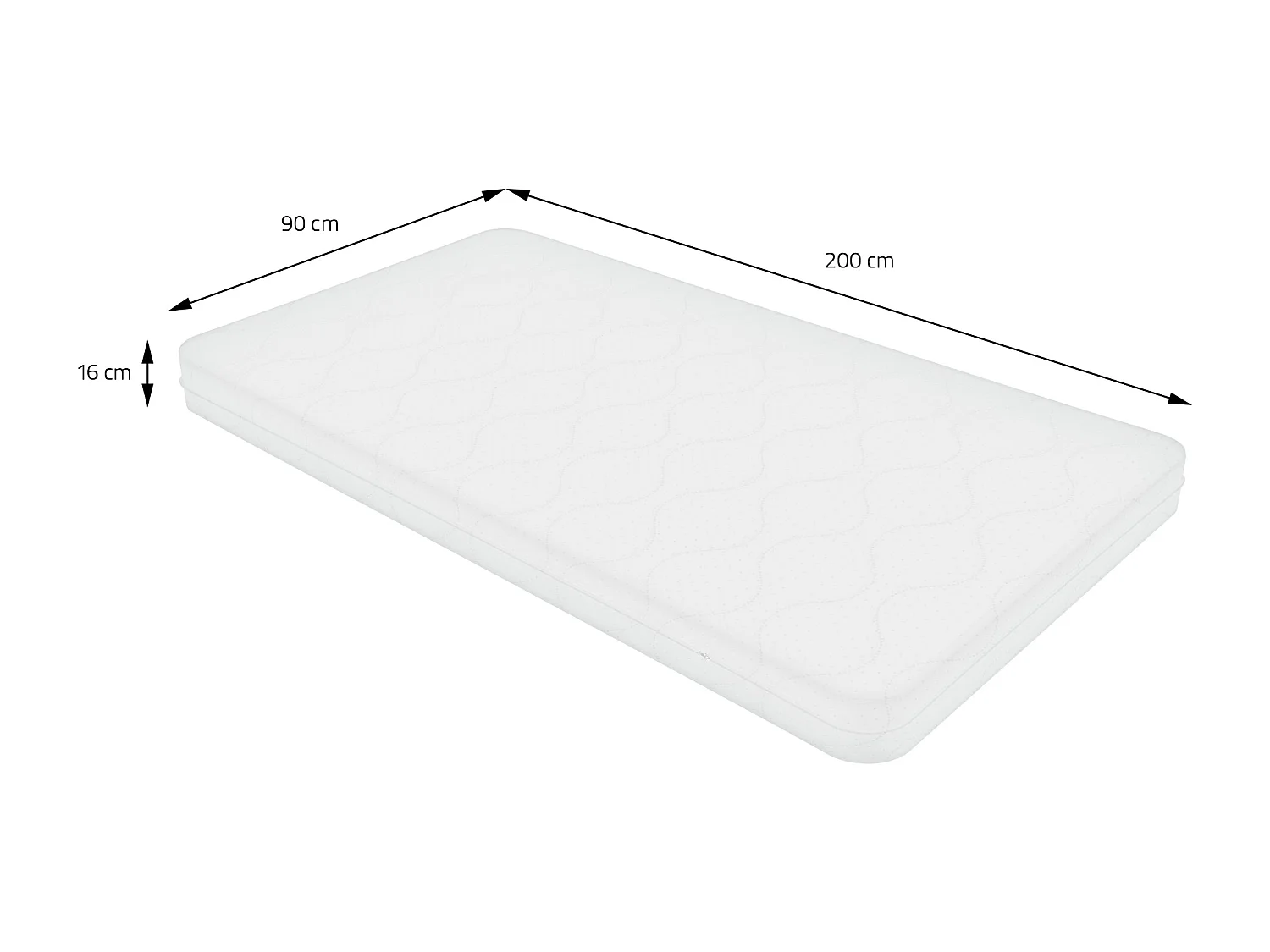 Lit en métal noir avec tête de lit en bois 90x200 cm avec matelas mousse 16 cm
