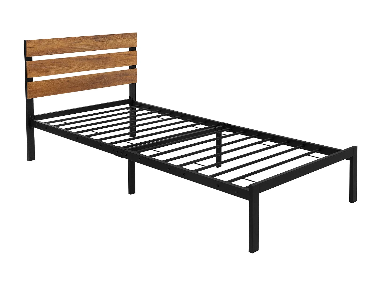 Letto in metallo struttura acciaio rete a doghe per bambini ospiti nero 90x200cm