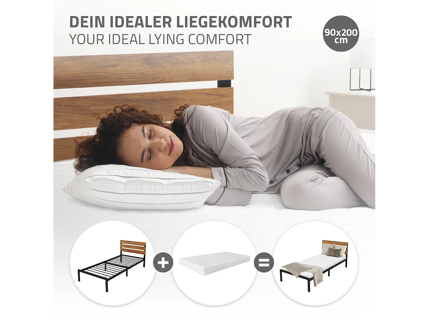 Letto in metallo struttura acciaio rete a doghe per bambini ospiti nero 90x200cm