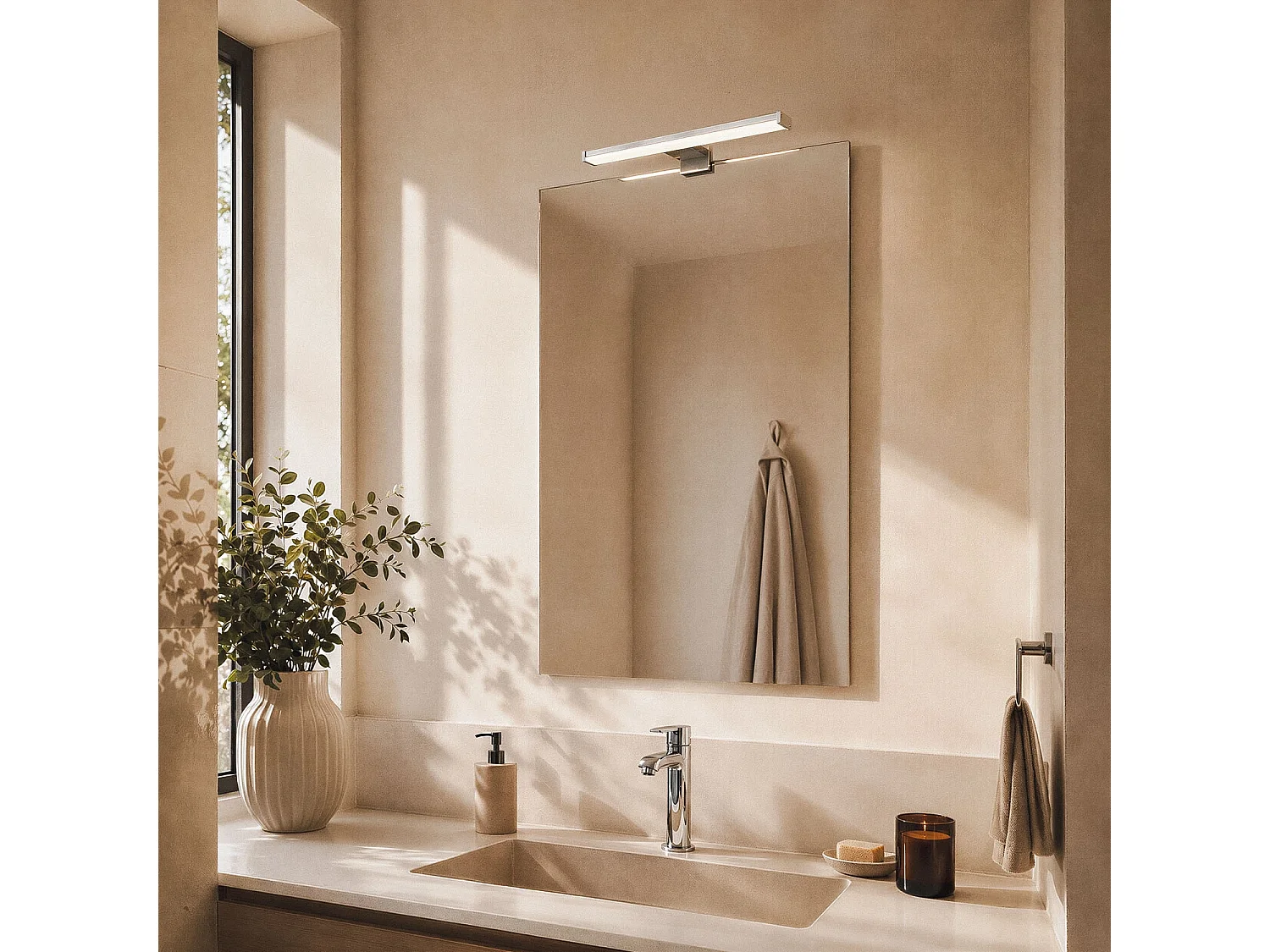 Applique Specchio da Bagno 3W Argento Kendari 2700K Bianco Caldo