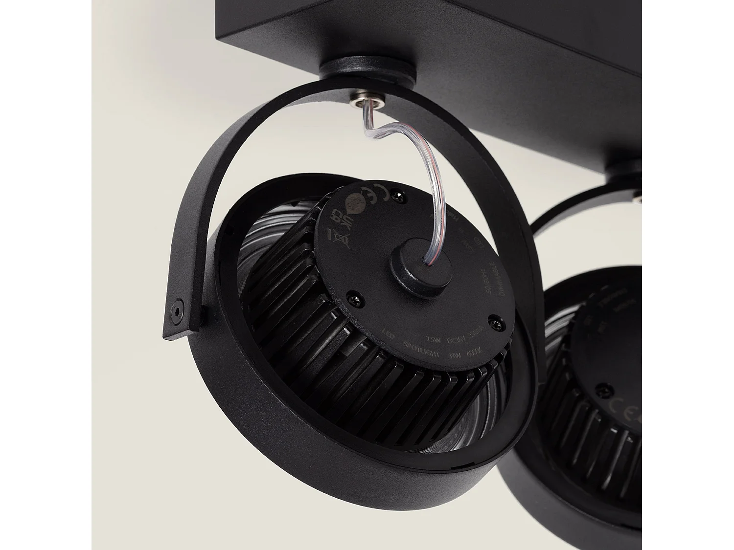 Faretto LED 30W CREE da Superficie Orientabile AR111 Regolabile Nero 5500K Bianco Freddo