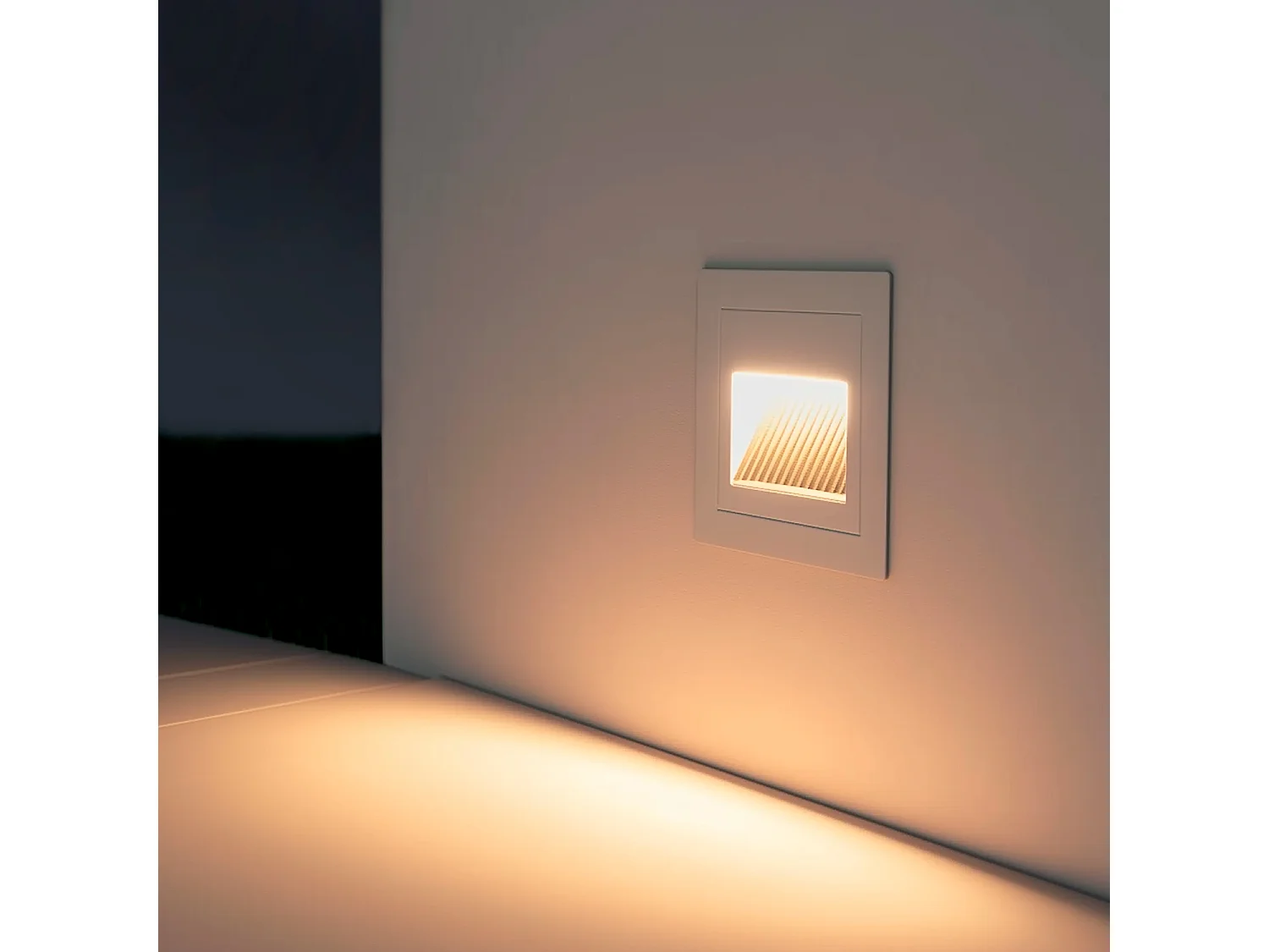 Balise LED Extérieure 3W Encastrable au Mur Carrée Olite Blanche 4000K Blanc neutre