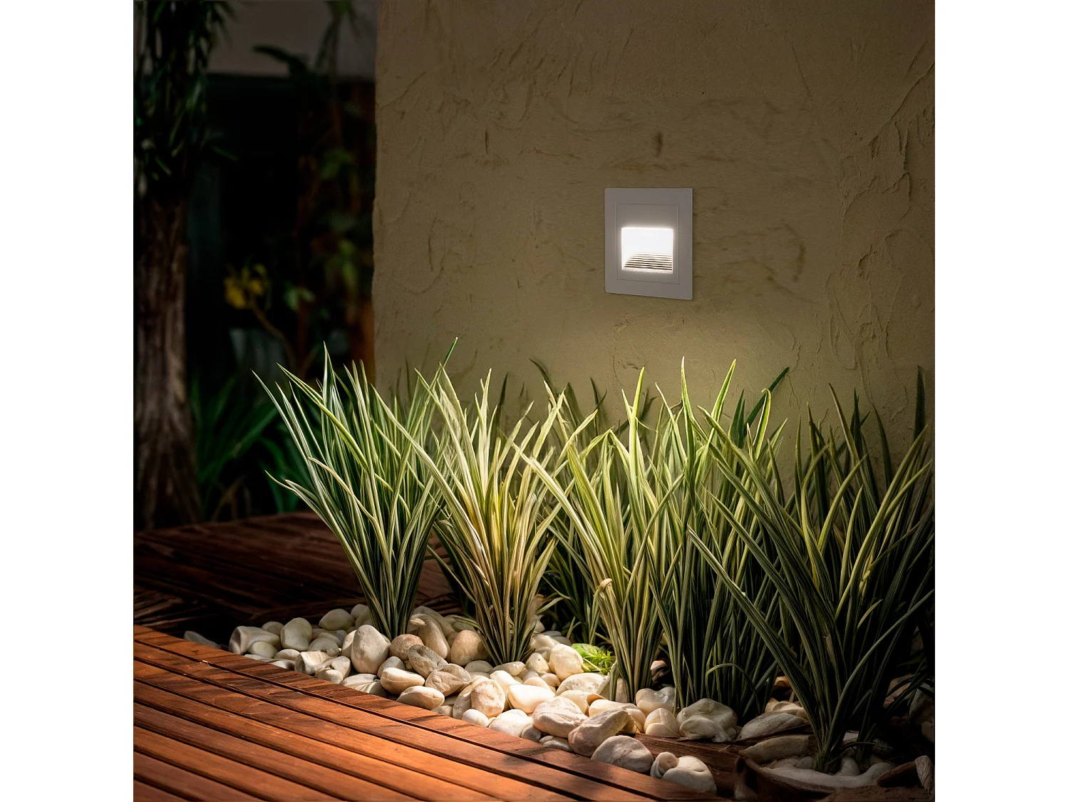 Balise LED Extérieure 3W Encastrable au Mur Carrée Olite Blanche 4000K Blanc neutre