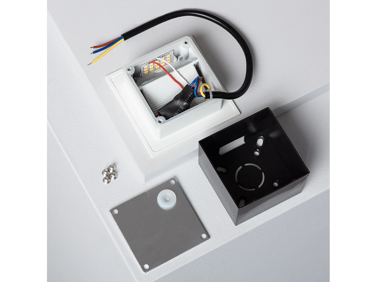 Balise LED Extérieure 3W Encastrable au Mur Carrée Olite Blanche 4000K Blanc neutre