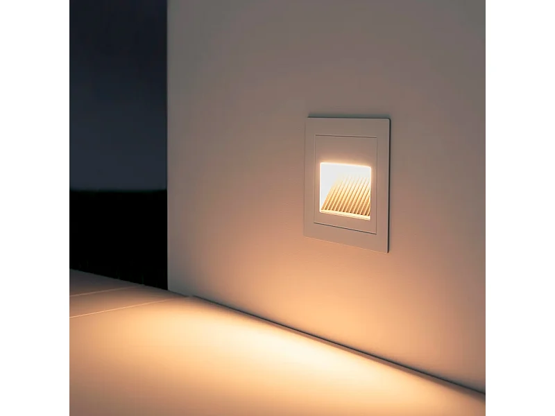 Balise LED Extérieure 3W Encastrable au Mur Carrée Olite Blanche 4000K Blanc neutre