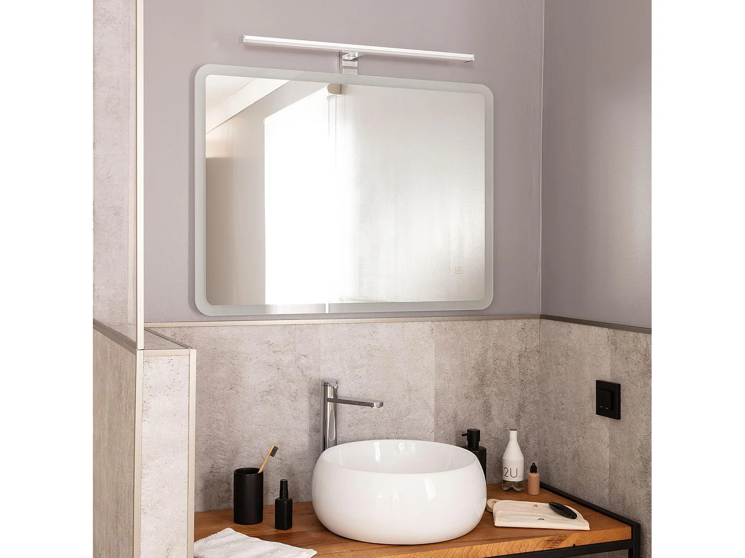 Applique Specchio da Bagno 12W Argento Big Kendari 2700K Bianco Caldo