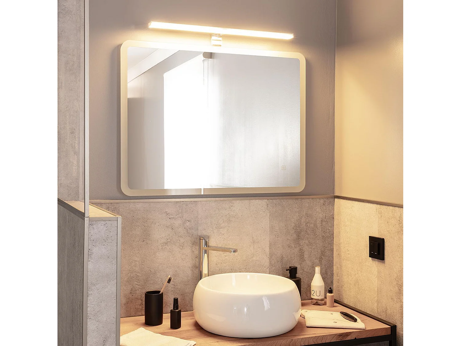 Applique Specchio da Bagno 12W Argento Big Kendari 2700K Bianco Caldo