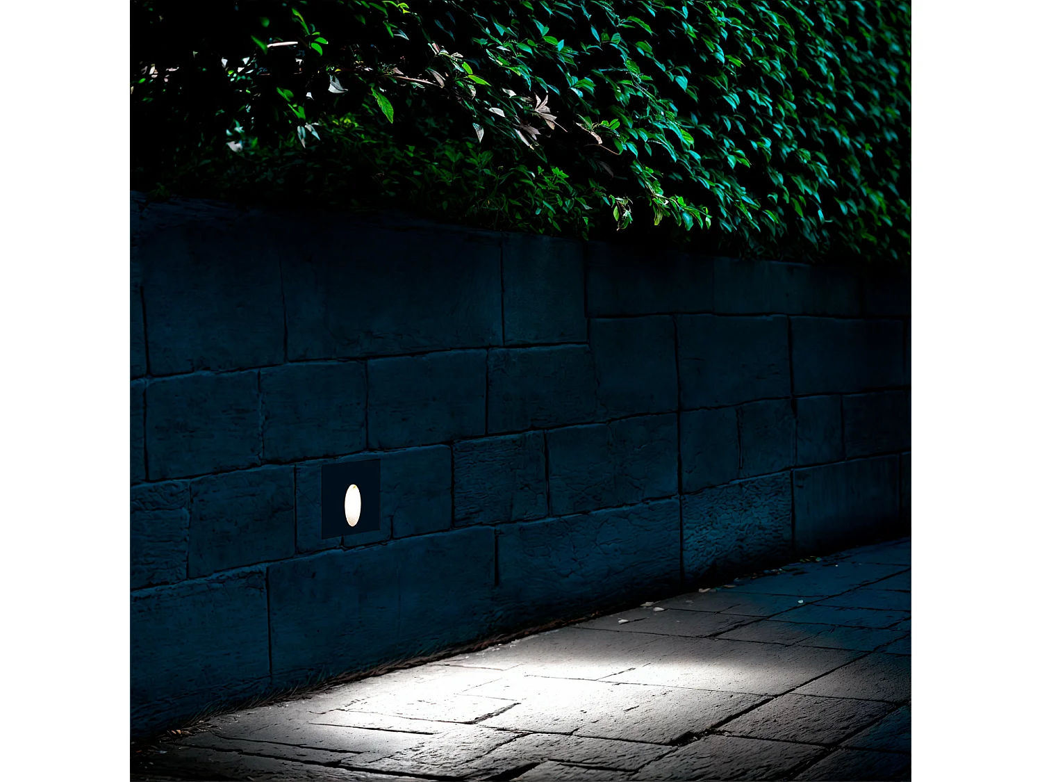 Balise LED Extérieure 3W Encastrable au Mur Carée Bombée Olite Noire 4000K Blanc neutre