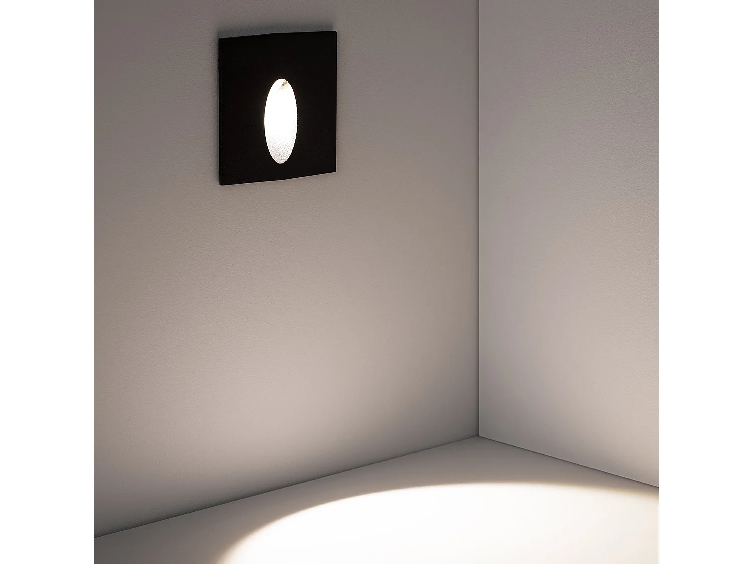Balise LED Extérieure 3W Encastrable au Mur Carée Bombée Olite Noire 4000K Blanc neutre