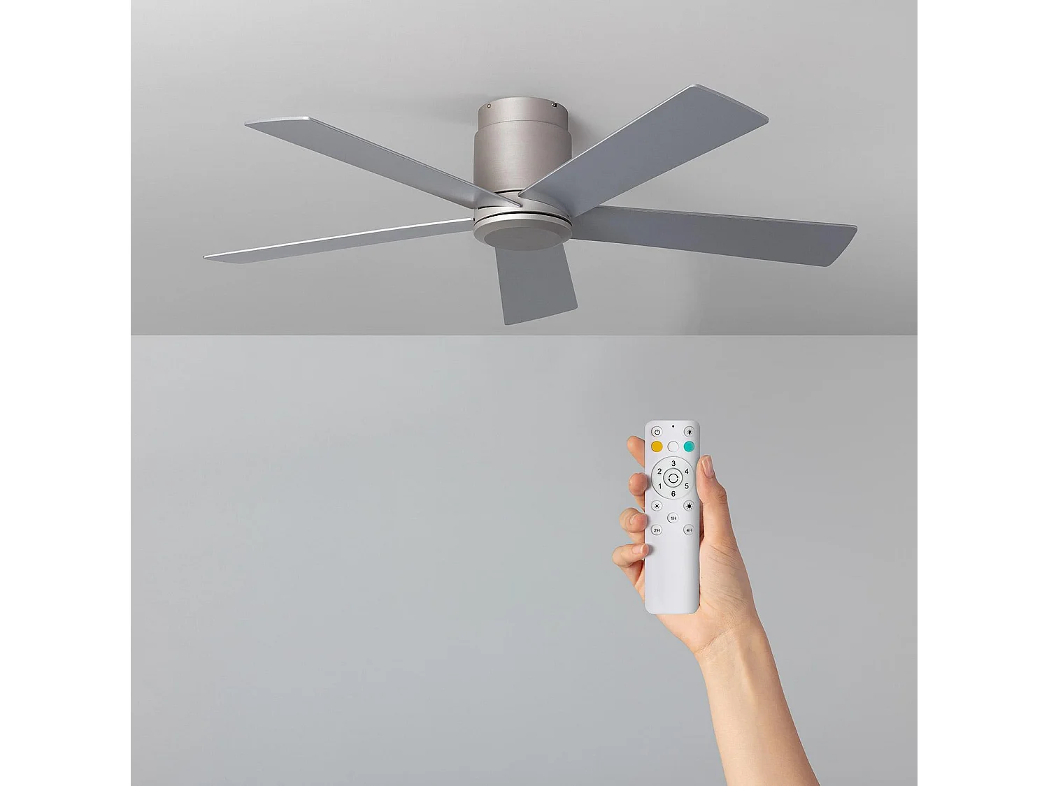 Ventilateur de Plafond Silencieux Flatiron 132 cm Moteur DC Argent  Sans lumière, Télécommande, Wifi: False
