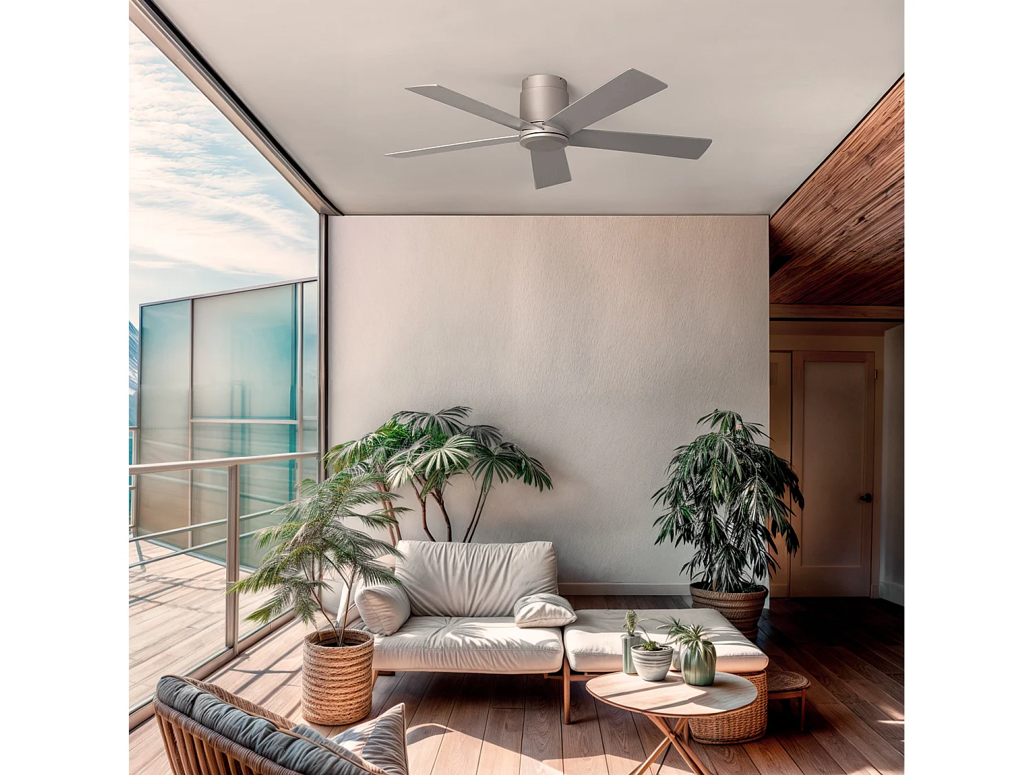 Ventilateur de Plafond Silencieux Flatiron 132 cm Moteur DC Argent  Sans lumière, Télécommande, Wifi: False