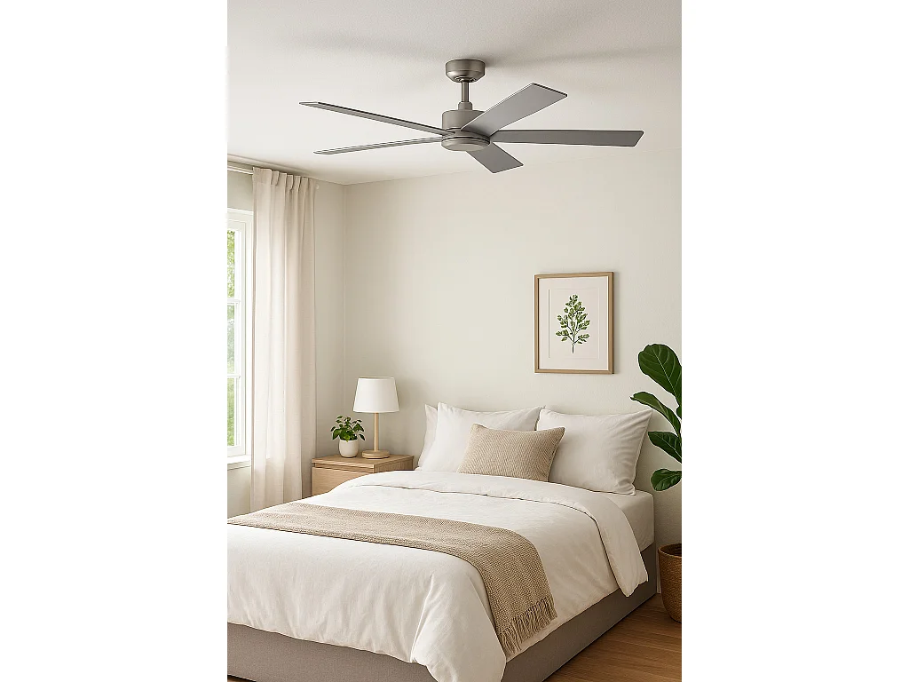 Ventilateur de Plafond Silencieux Flatiron 132 cm Moteur DC Argent  Sans lumière, Télécommande, Wifi: False