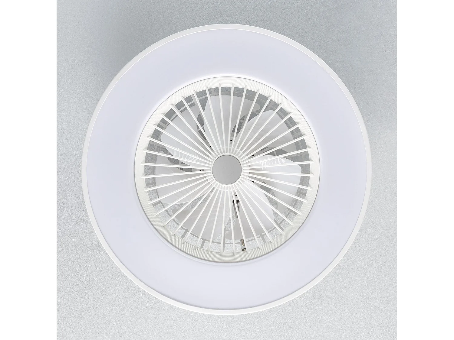 Ventilatore da Soffitto Silenzioso Dhalia Bianco 58cm Motore DC Bianco Selezionabile (Caldo-Naturale-Freddo) , Telecomando RF, Wifi: