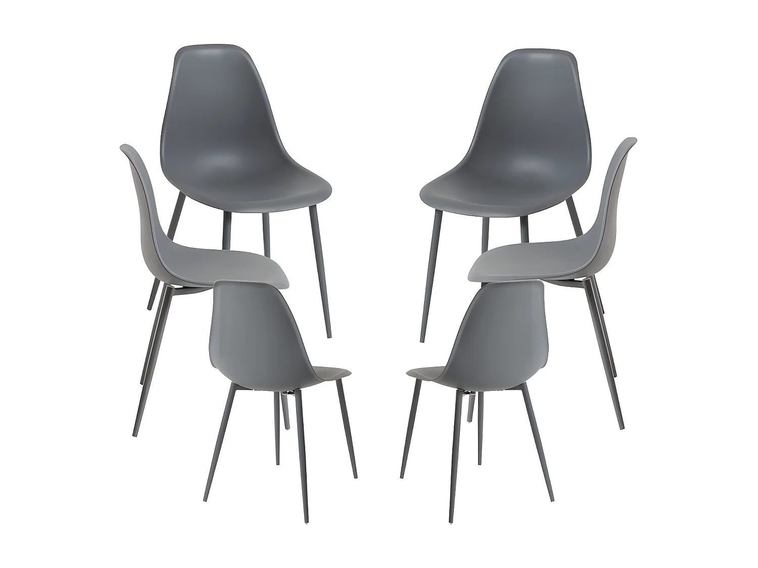 Packs Sillas Comedor - Pack 6 Sillas Mykle Total - Gris oscuro