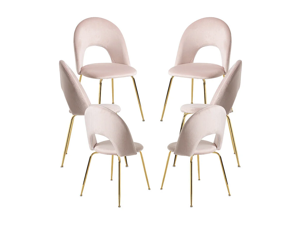 Packs Sillas Comedor - Pack 6 Sillas Dawa Gold Terciopelo - Rosa
