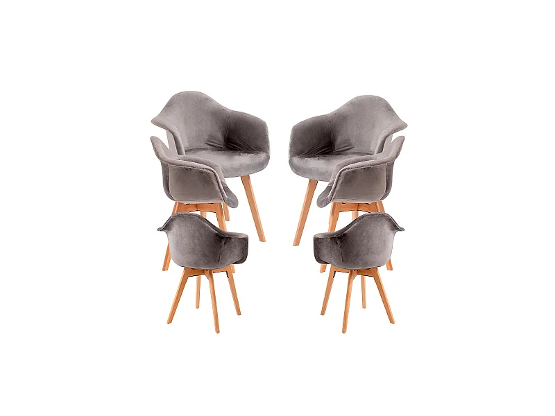 Packs Sillas Comedor - Pack 6 Sillas Belu Terciopelo - Gris claro