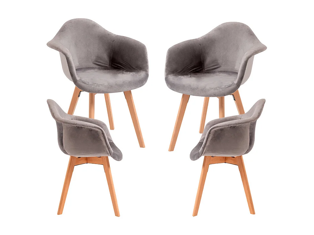Packs Sillas Comedor - Pack 4 Sillas Belu Terciopelo - Gris claro