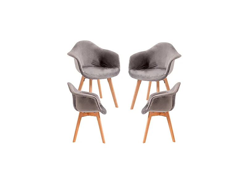 Packs Sillas Comedor - Pack 4 Sillas Belu Terciopelo - Gris claro
