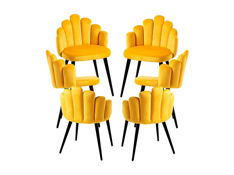 Packs Sillas Comedor - Pack 6 Sillas Hand Patas Negras Terciopelo - Amarillo