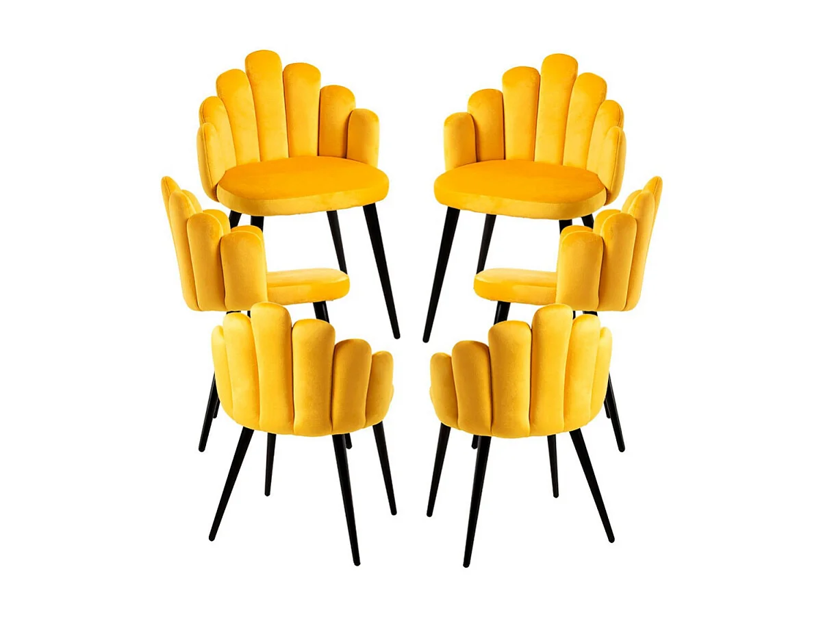 Packs Sillas Comedor - Pack 6 Sillas Hand Patas Negras Terciopelo - Amarillo