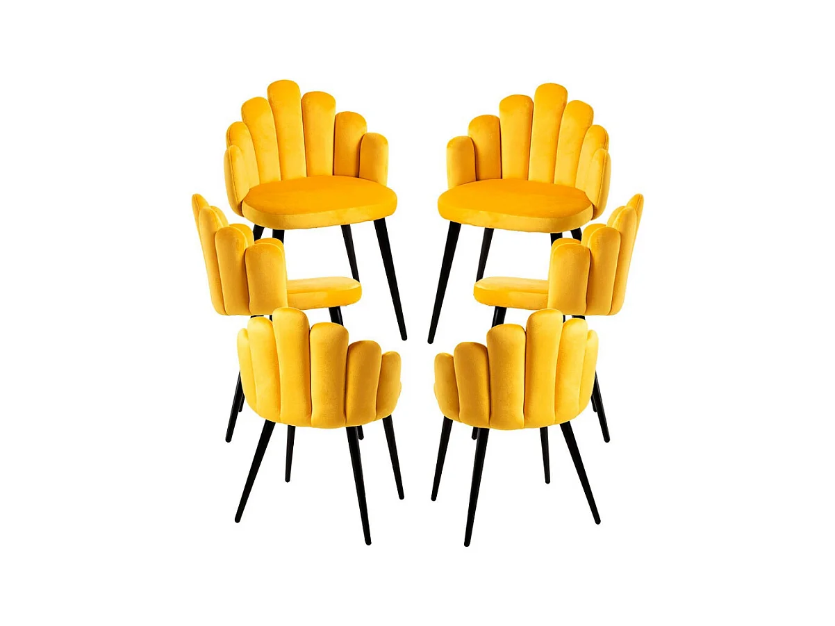 Packs Sillas Comedor - Pack 6 Sillas Hand Patas Negras Terciopelo - Amarillo