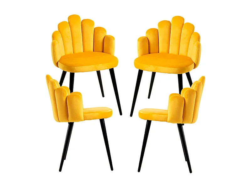 Packs Sillas Comedor - Pack 4 Sillas Hand Patas Negras Terciopelo - Amarillo