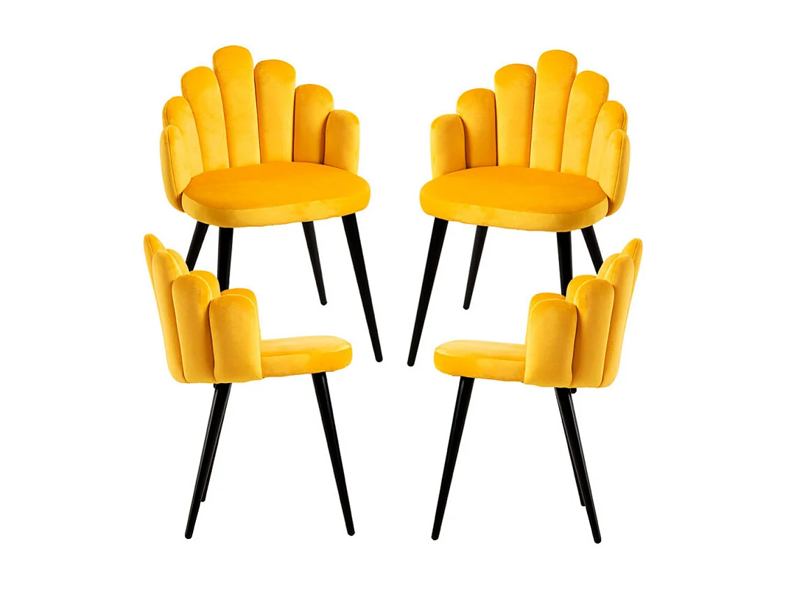 Packs Sillas Comedor - Pack 4 Sillas Hand Patas Negras Terciopelo - Amarillo