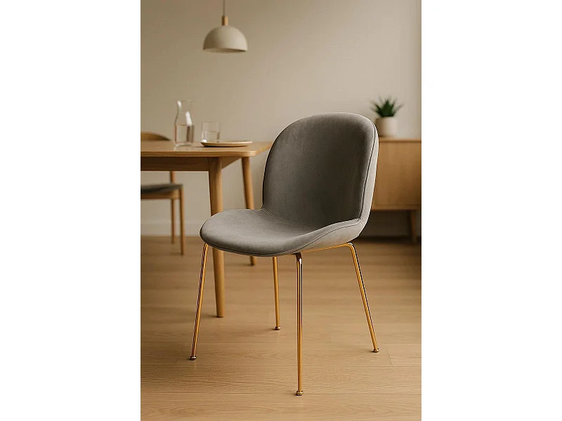 Sillas Comedor - Silla Bille Golden Terciopelo - Gris claro