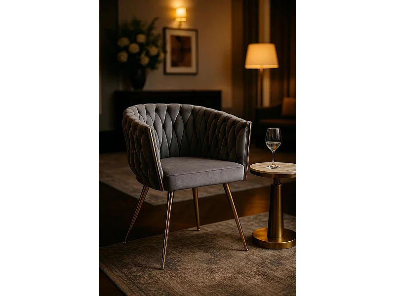 Sillas Comedor - Silla Widny Golden Terciopelo - Gris oscuro