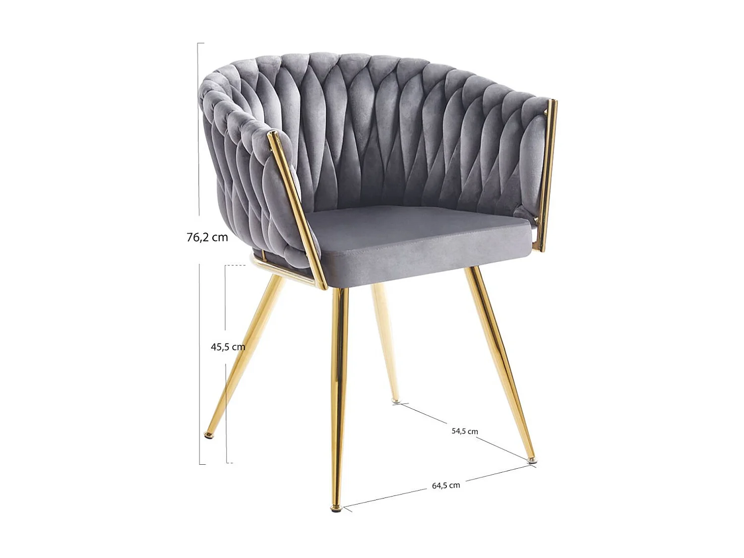 Sillas Comedor - Silla Widny Golden Terciopelo - Gris oscuro